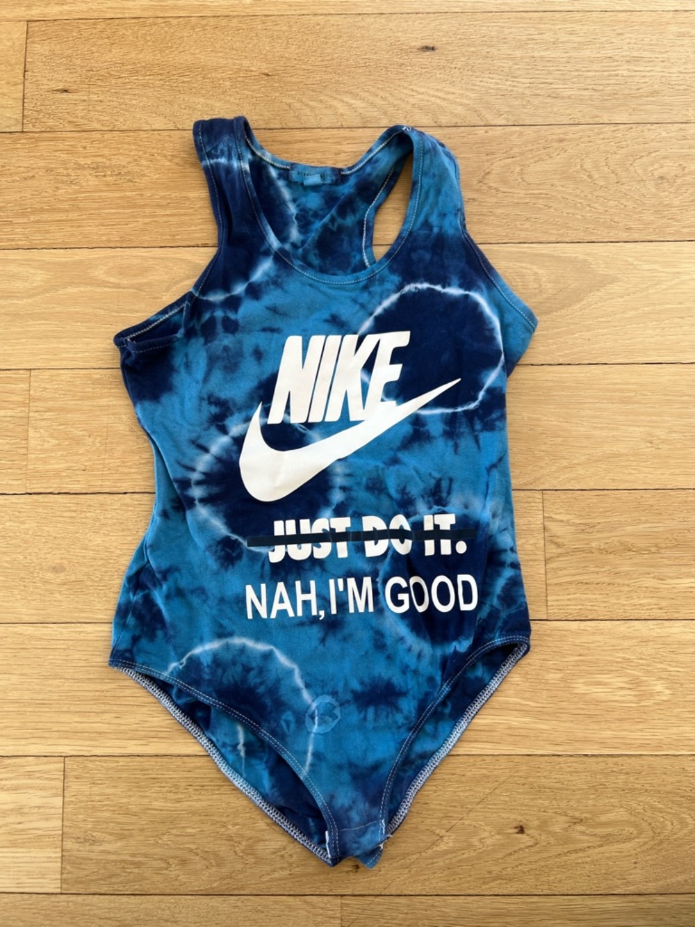 Blue Tie-Dye Racerback Bodysuit